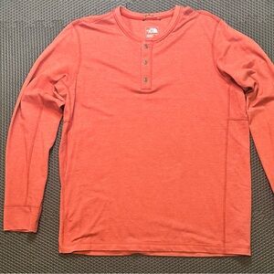 The North Face Red Long Sleeve 3 button Tee